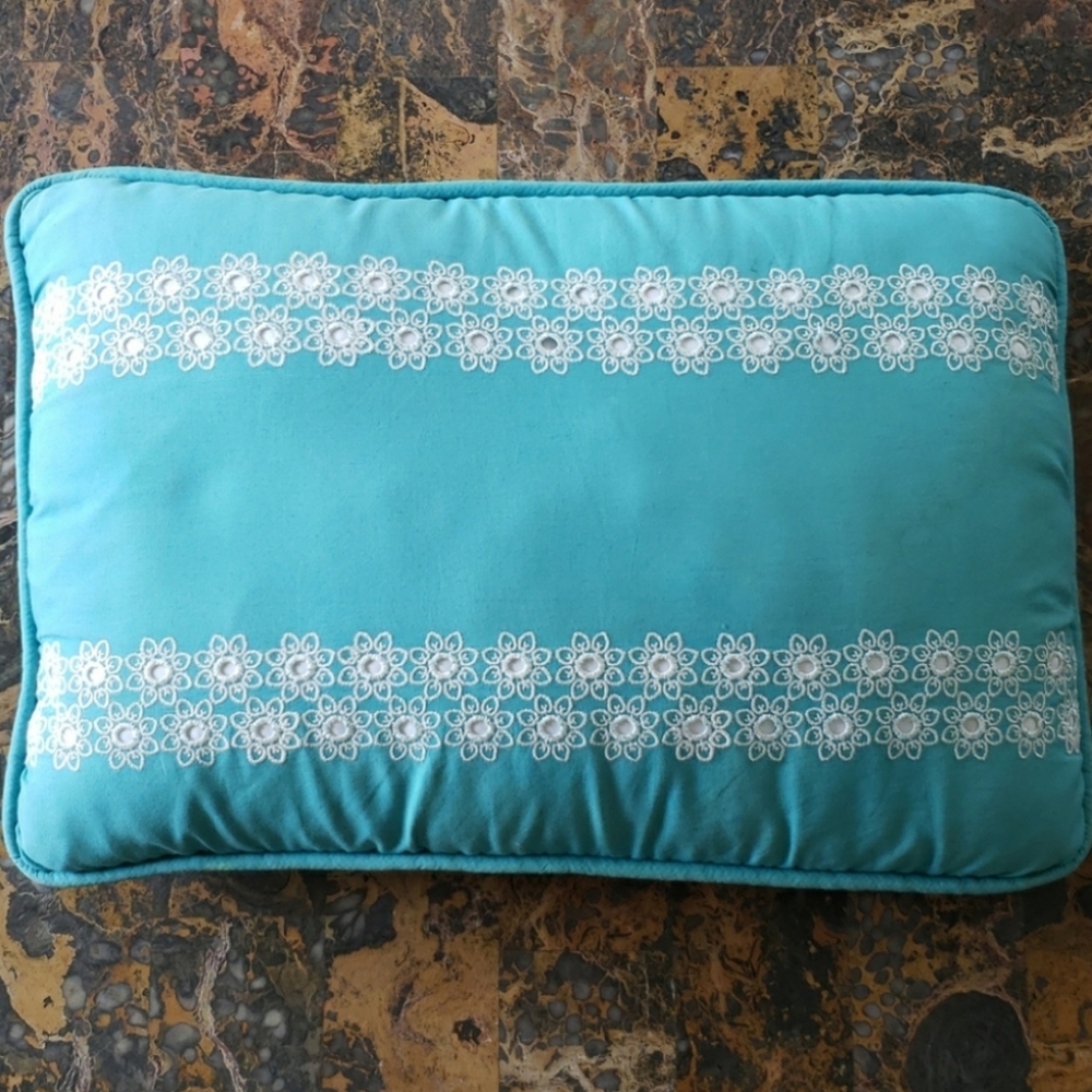 Floral Embroidered Accent Throw Pillow